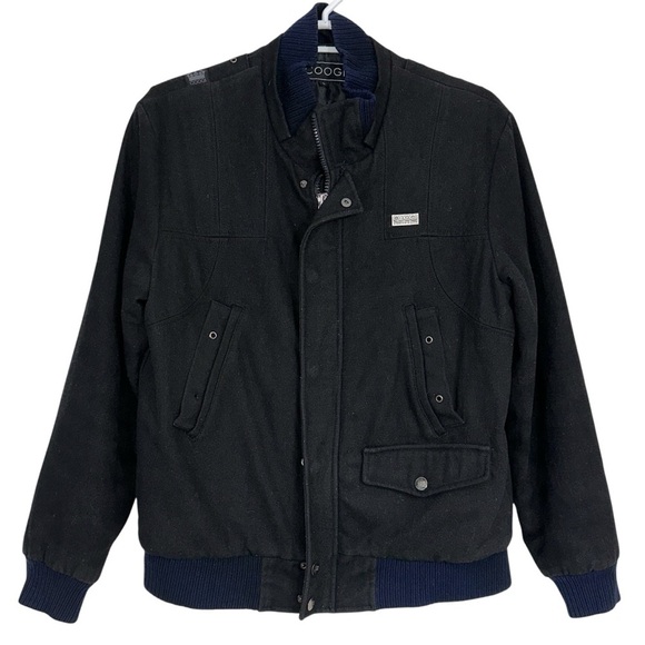Coogi Vintage Black/ Dark Gray Wool Blend Bomber Jacket - Picture 1 of 16